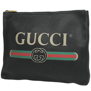 Gucci logo clutch bag Portfolio Sherry Web leather black